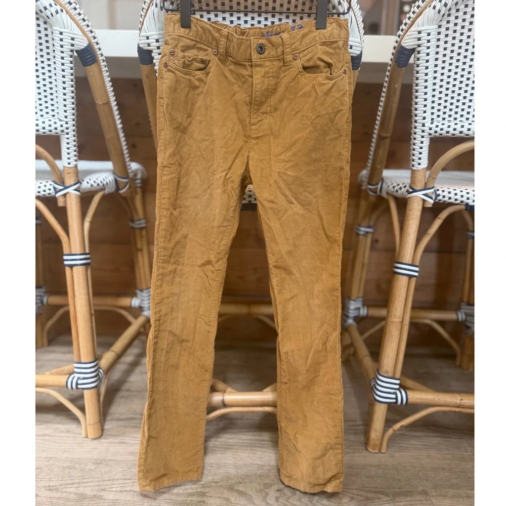 Crewcuts J.Crew Boys Slim Corduroy Pants Mustard Tan Adjustable Waist Size 12